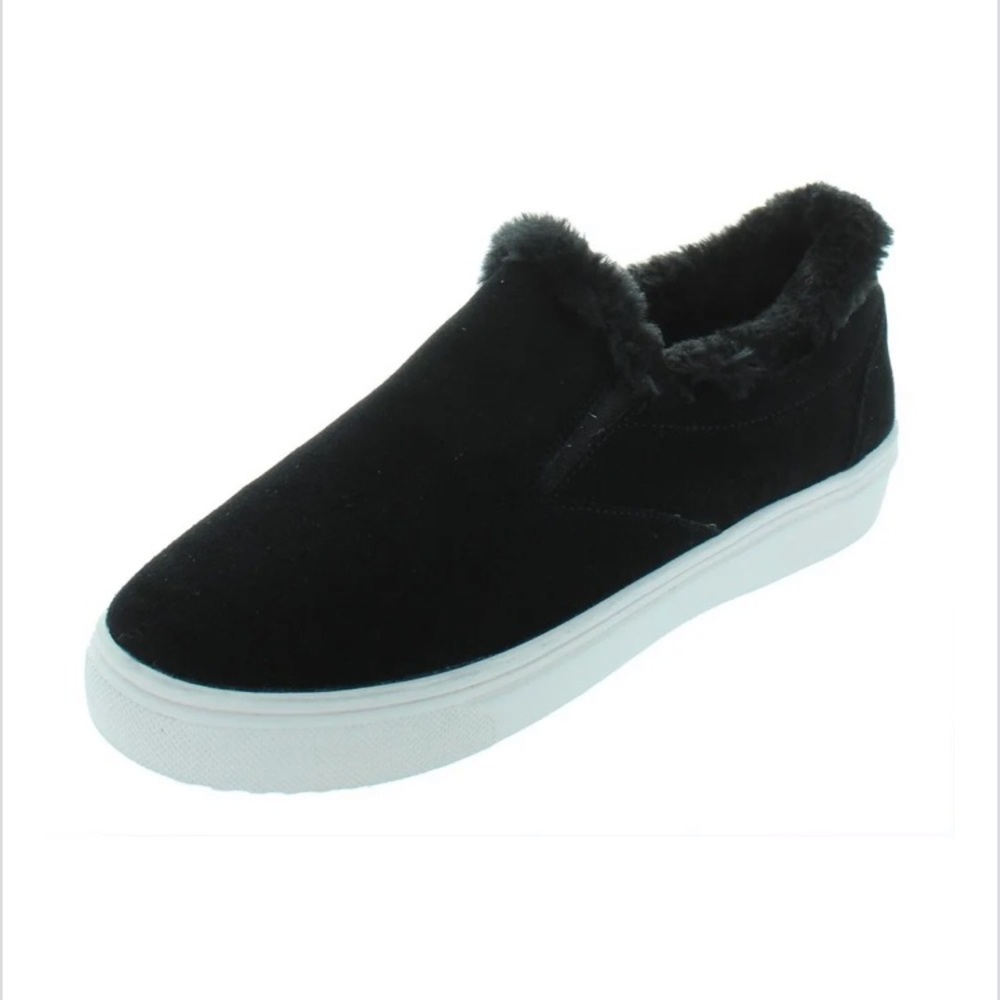 Steven Black Suede Faux Fur lined shoes women sz8